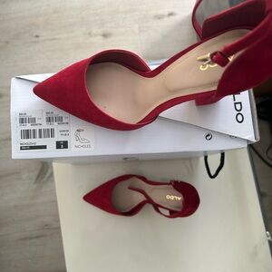Aldo Bold Red Suede Heels
